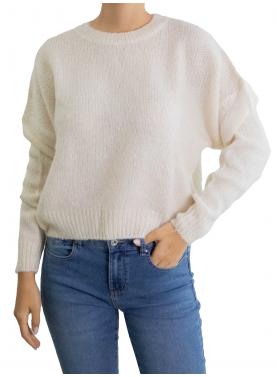 Maglione mohair tinta unita girocollo